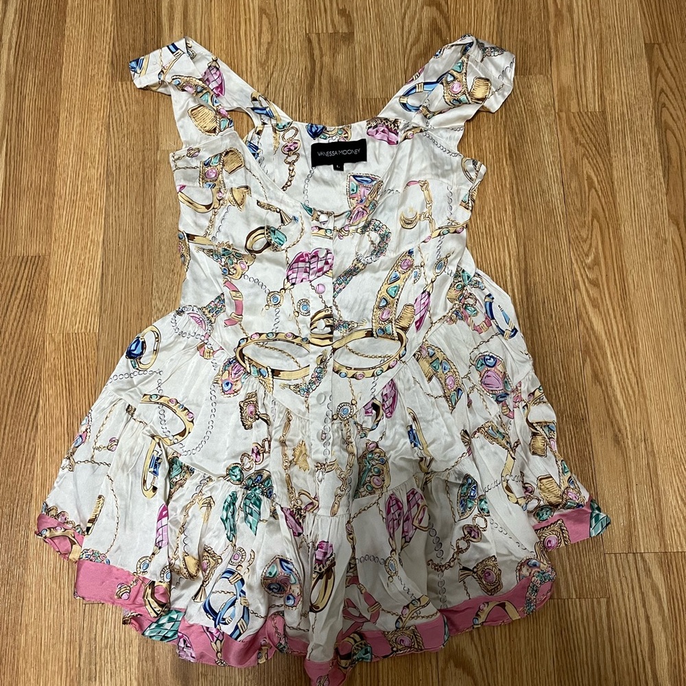 VANESSA MOONEY THE ELISABETH ROMPER DRESS in Jewelry Print Size Large - Picture 4 of 13